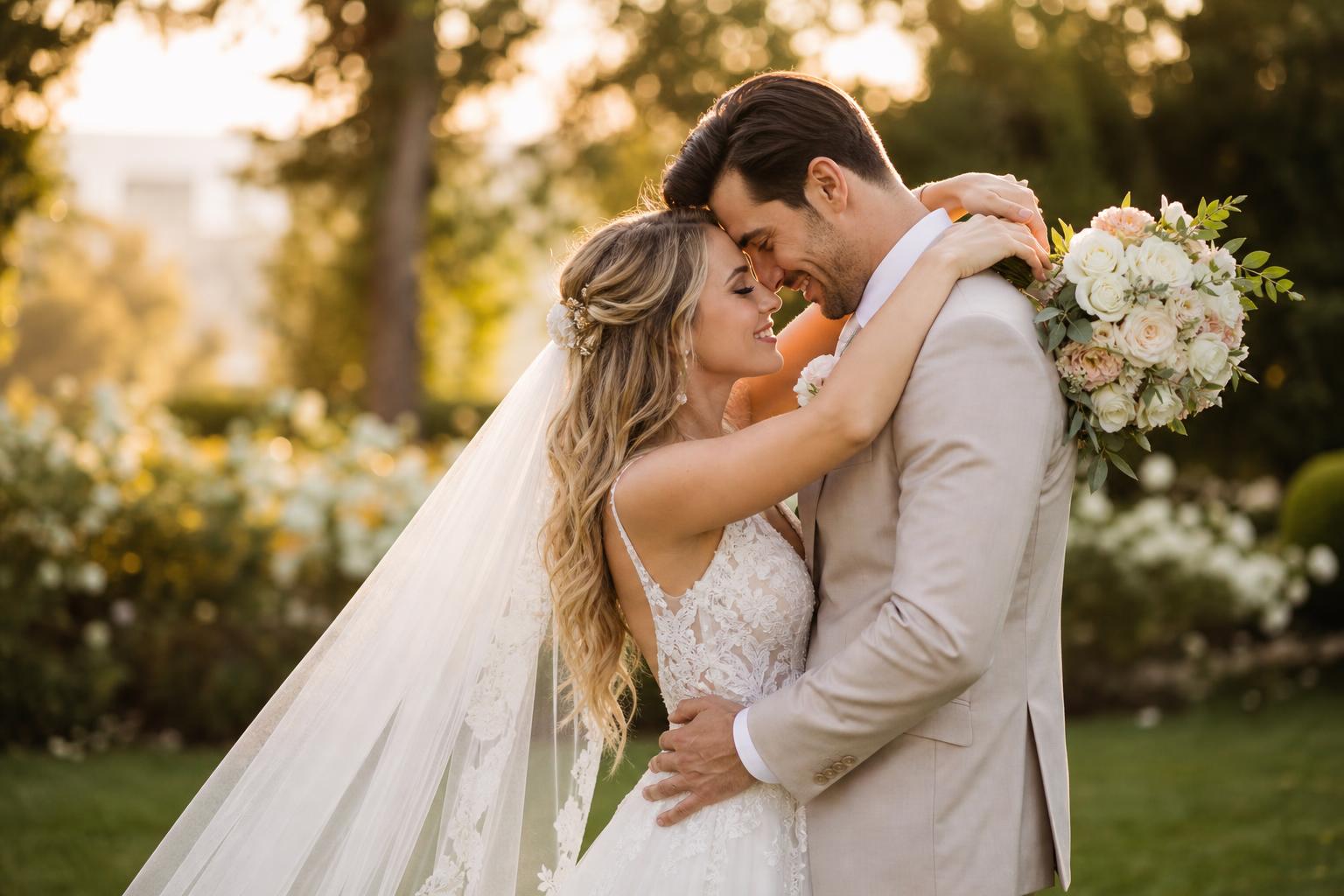 Couple de mariés romantique